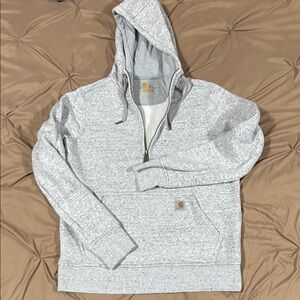 Carhartt Gray Zip Up Sweater with Ribbed Cuffs